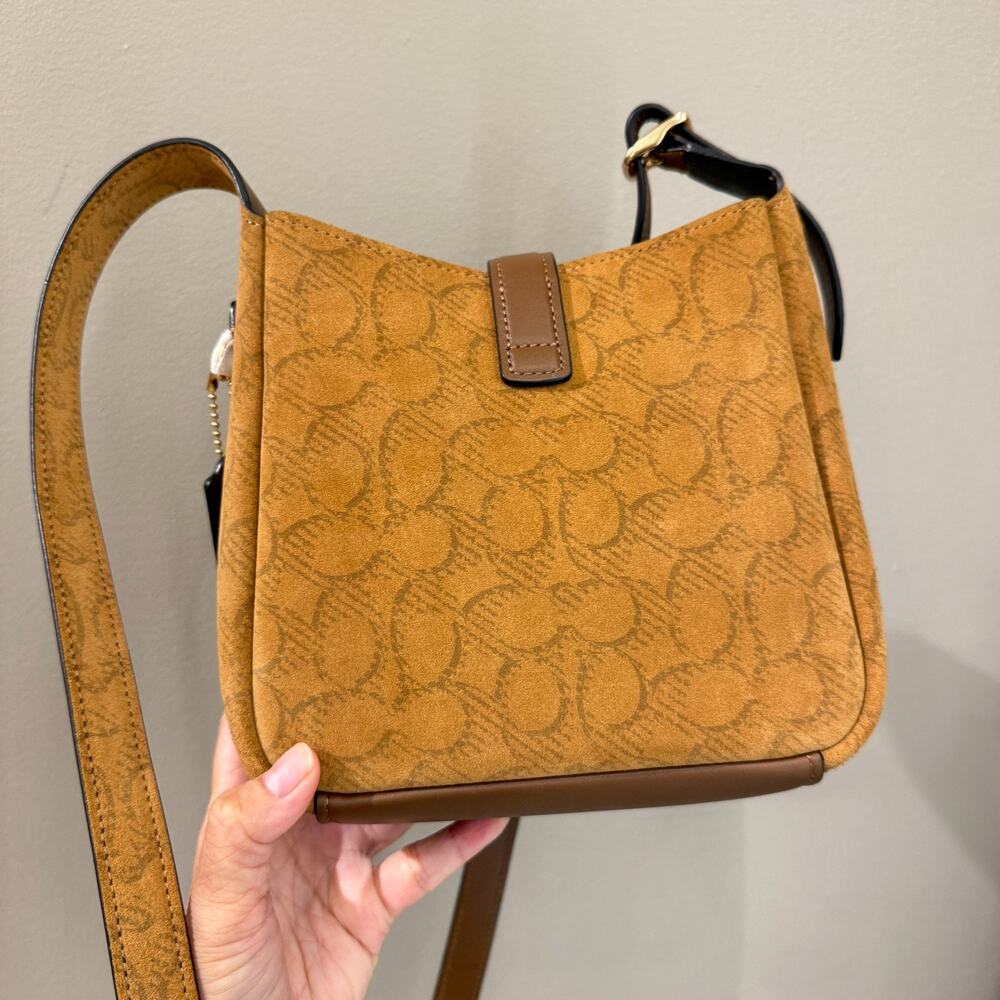 Coach Hadley Mini Crossbody Bag In Signature Suede CCE16, suede/Im/Caramel NWT - Picture 7 of 15